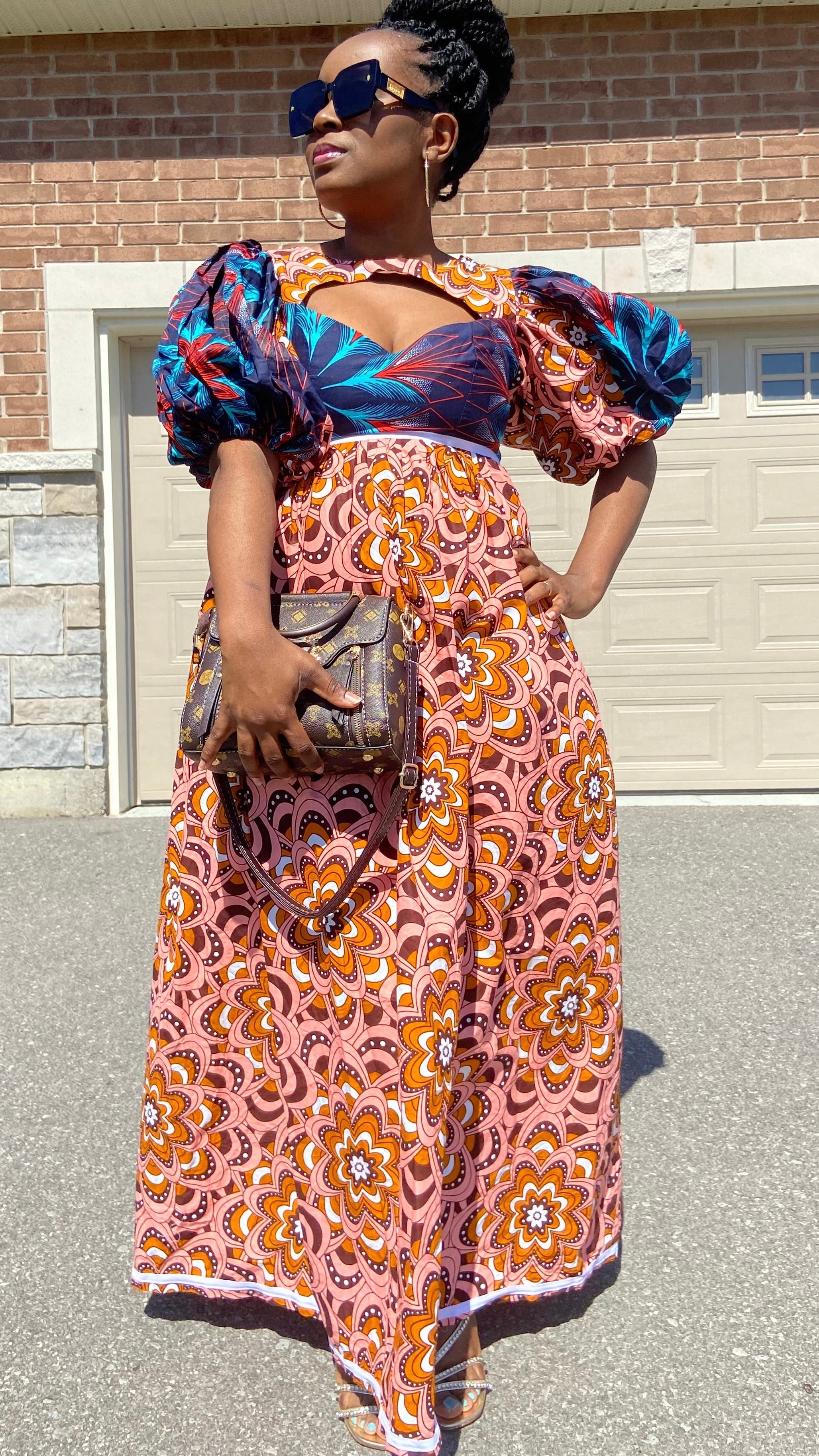 fitted lace wedding dress African Print Maxi Dress For Sale - African Clothing main image 1