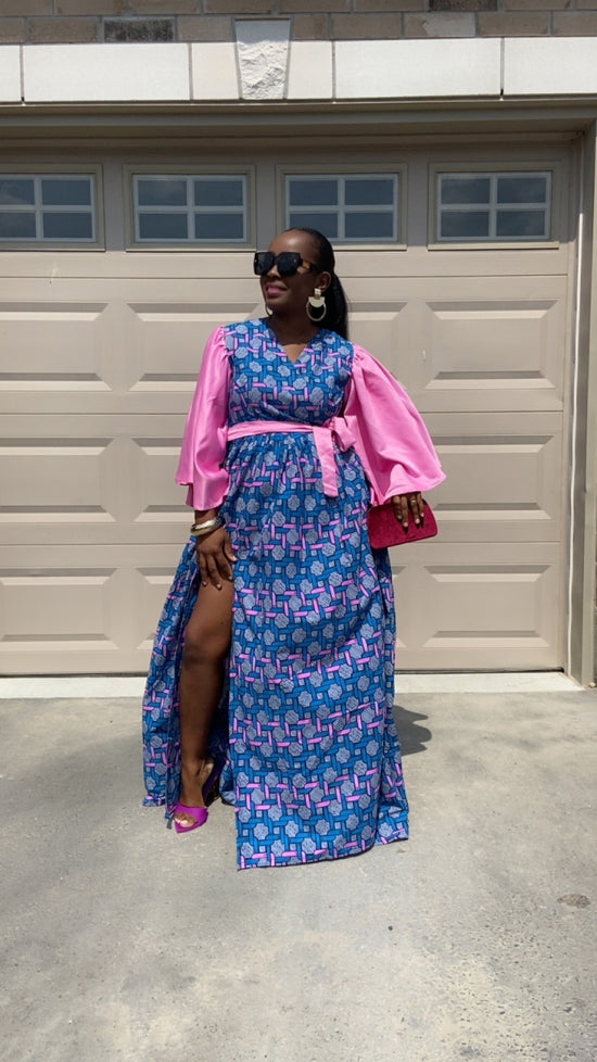 ANGELA BLUE WRAP MAXI DRESS