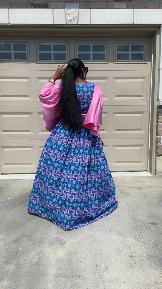 ANGELA BLUE WRAP MAXI DRESS