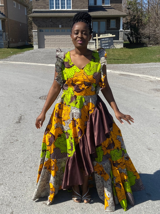 SAMBA AFRICAN GREEN AND YELLOW MAXI DRESS