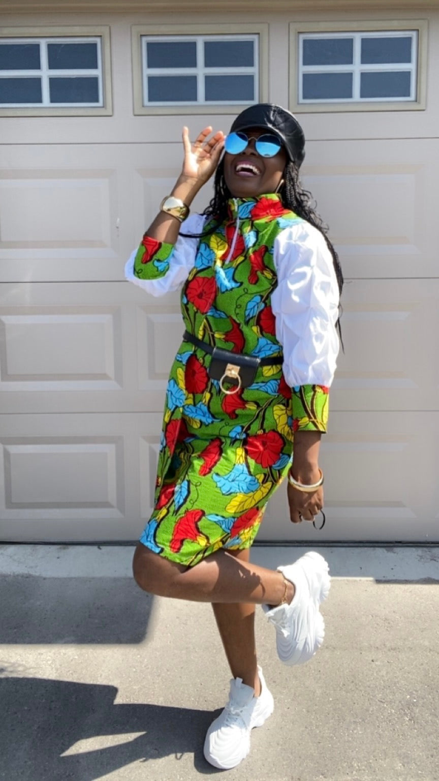 LENA  MI LONG SLEEVE MIDI DRESS