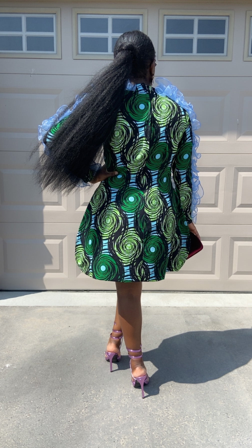 Green Blue African Print Midi Dress Ankara Dress | BLsape XL Green Blue African Print Midi Dress Ankara Dress | BLsape XL