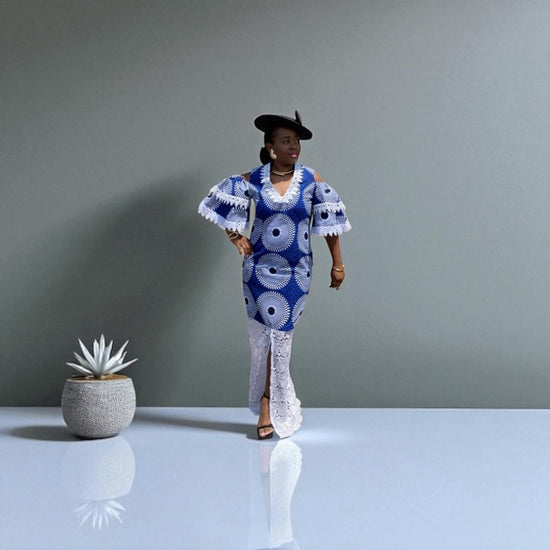 ZAHO BLUE AFRICAN PRINT DRESS