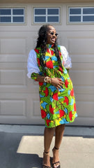 LENA  MI LONG SLEEVE MIDI DRESS