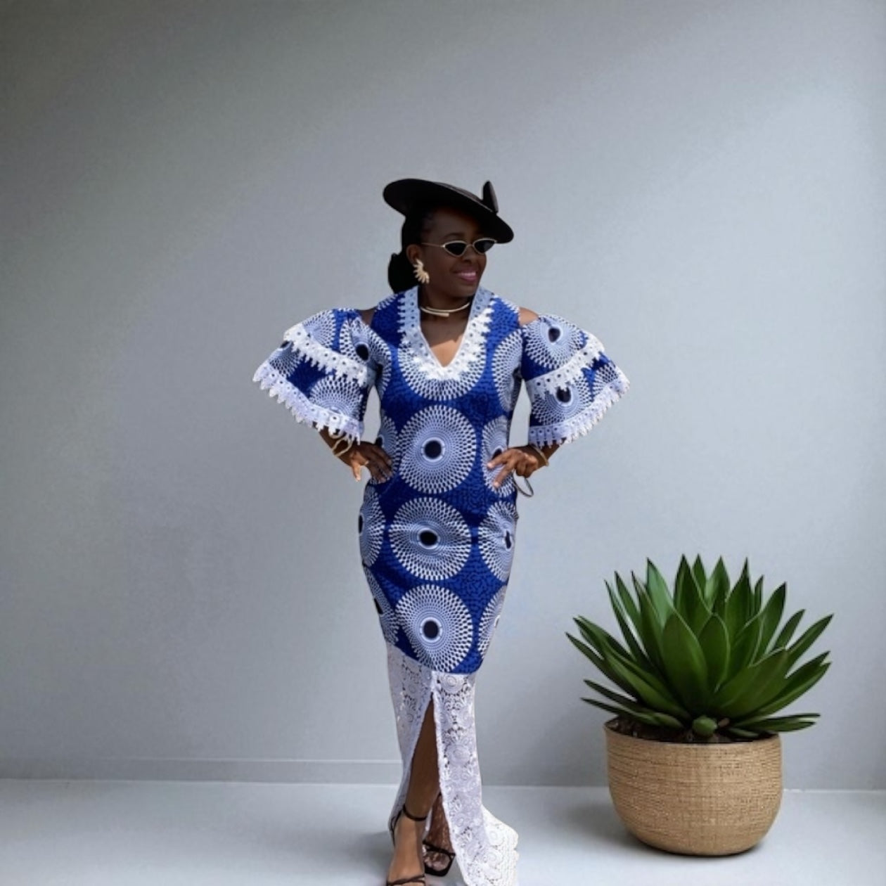 ZAHO BLUE AFRICAN PRINT DRESS