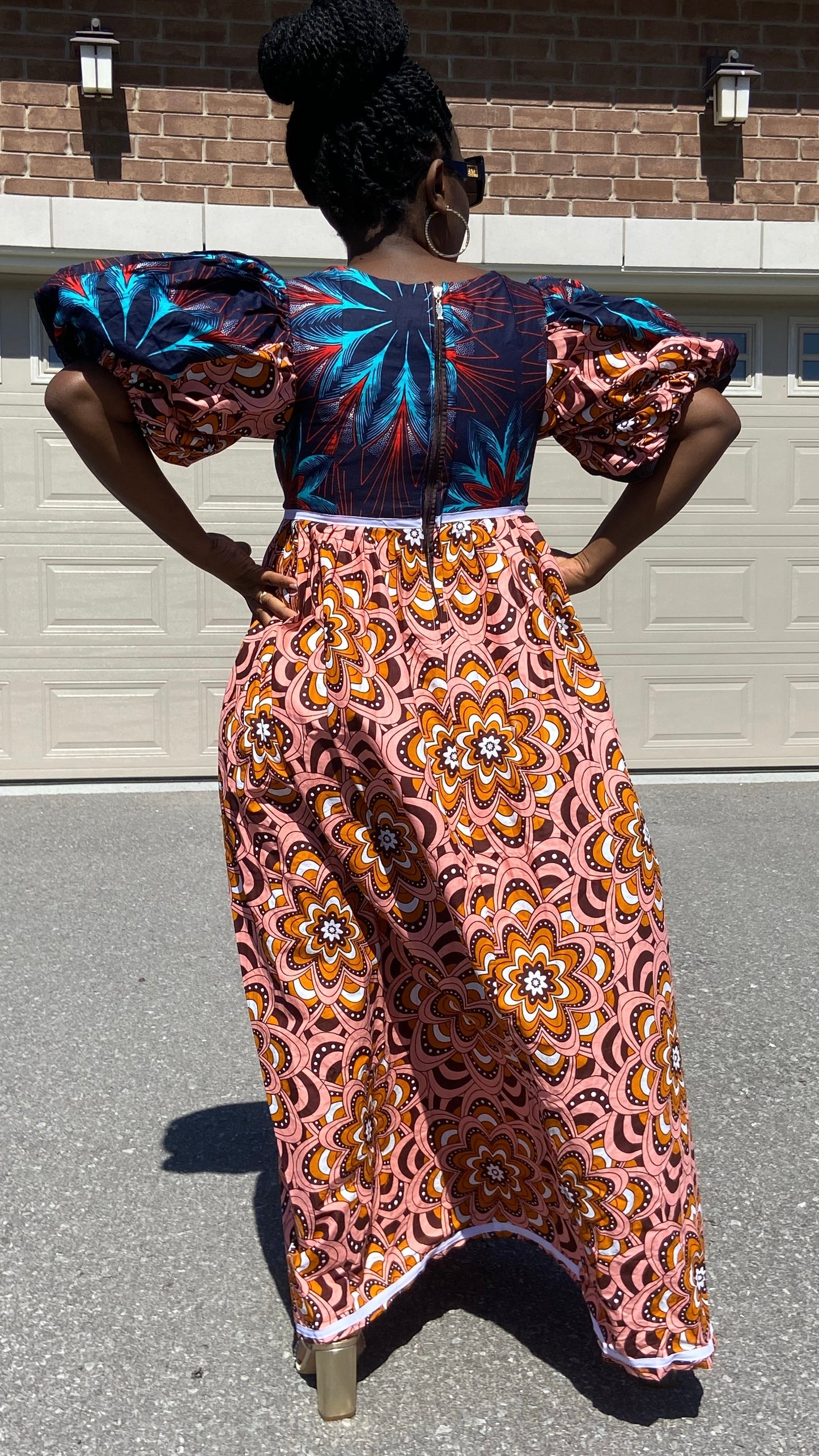 LILA AFRICAN MAXI LONG BROWN DRESS