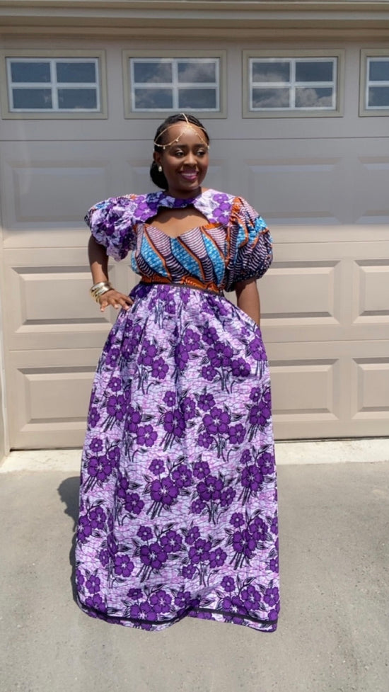 LILA AFRICAN MAXI LONG PURPLE DRESS