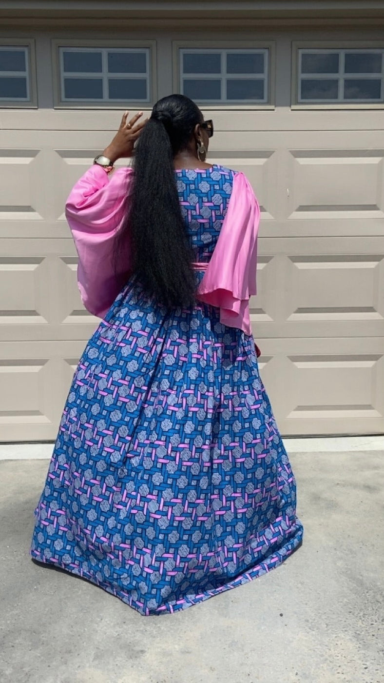 ANGELA BLUE WRAP MAXI DRESS