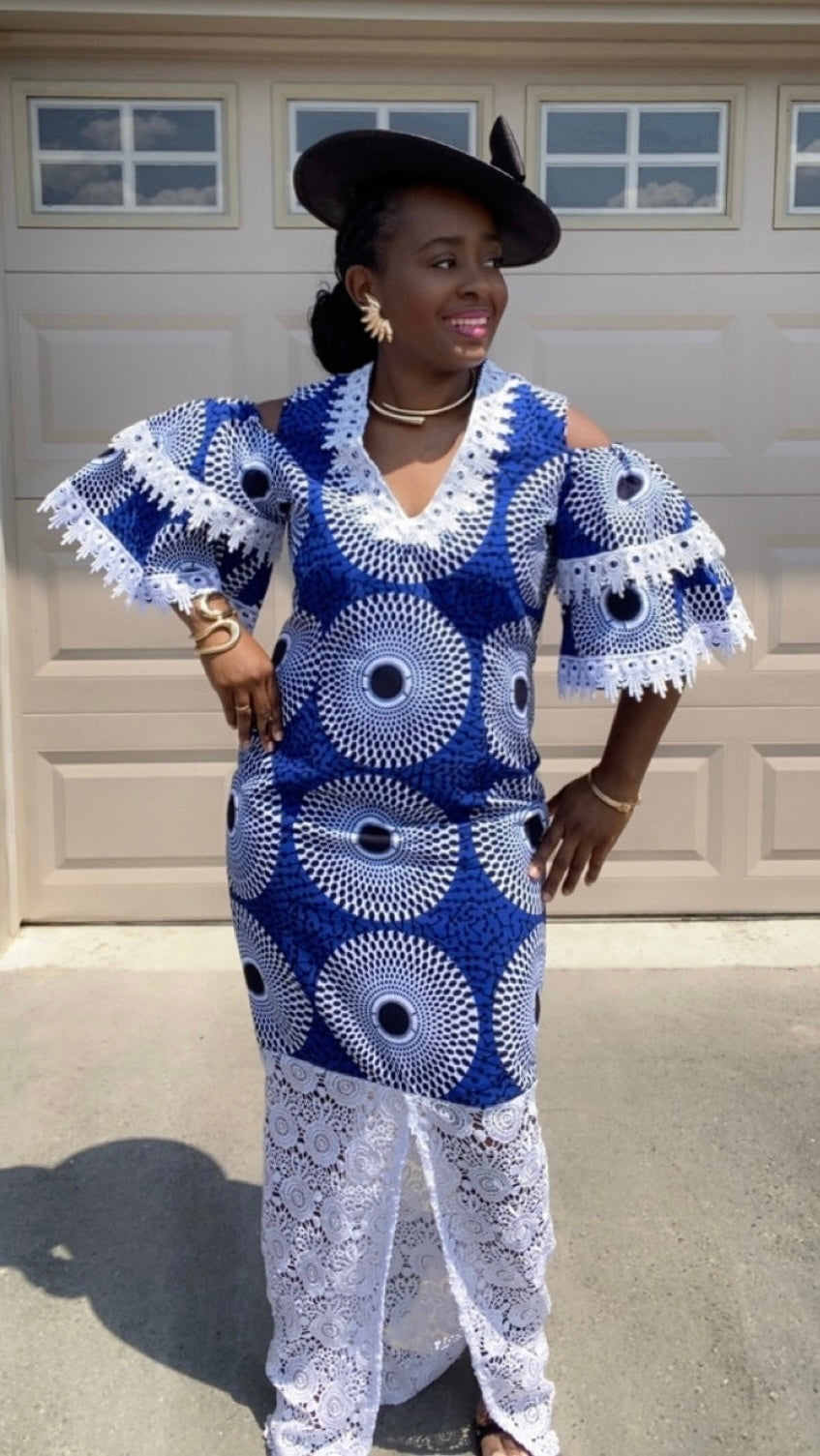 ZAHO BLUE AFRICAN PRINT DRESS