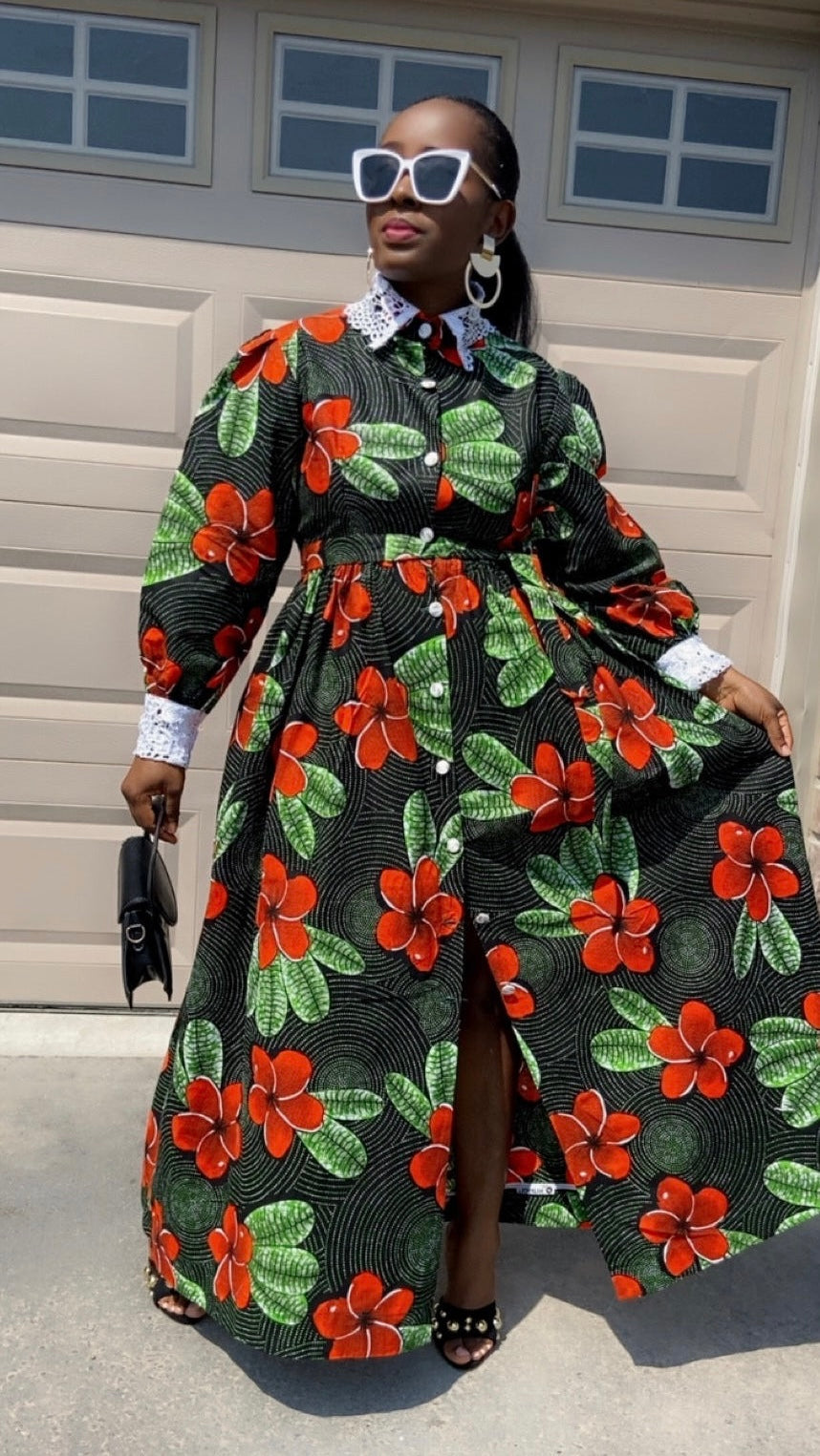 LINA LONG SLEEVE MULTICOLOR  DRESS