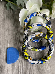 KITA HANDMADE AFRICAN BLUE WHITE BANGLES SET OF 3