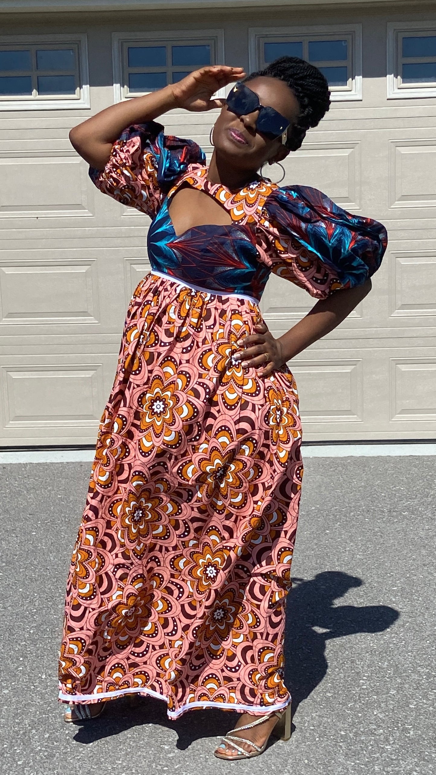 LILA AFRICAN MAXI LONG BROWN DRESS