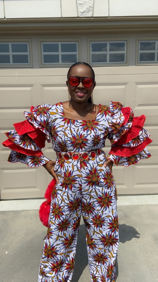 ABENA WHITE AND RED JUMPSUIT