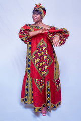 LUNA ORANGE  MAXI DRESS WITH HEADWRAP