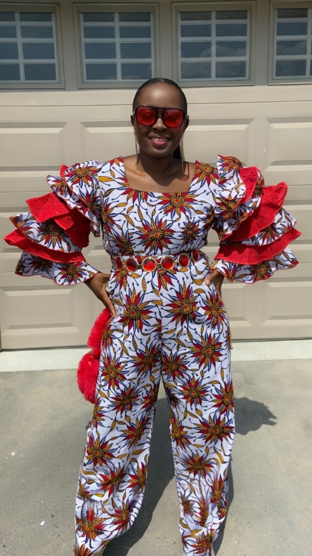 ABENA WHITE AND RED JUMPSUIT