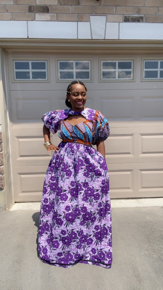 LILA AFRICAN MAXI LONG PURPLE DRESS