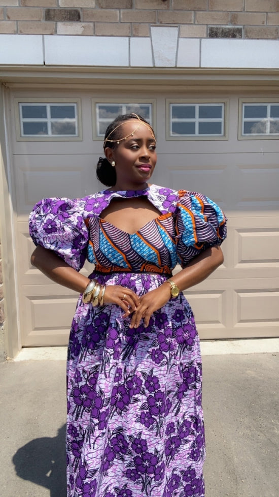 LILA AFRICAN MAXI LONG PURPLE DRESS