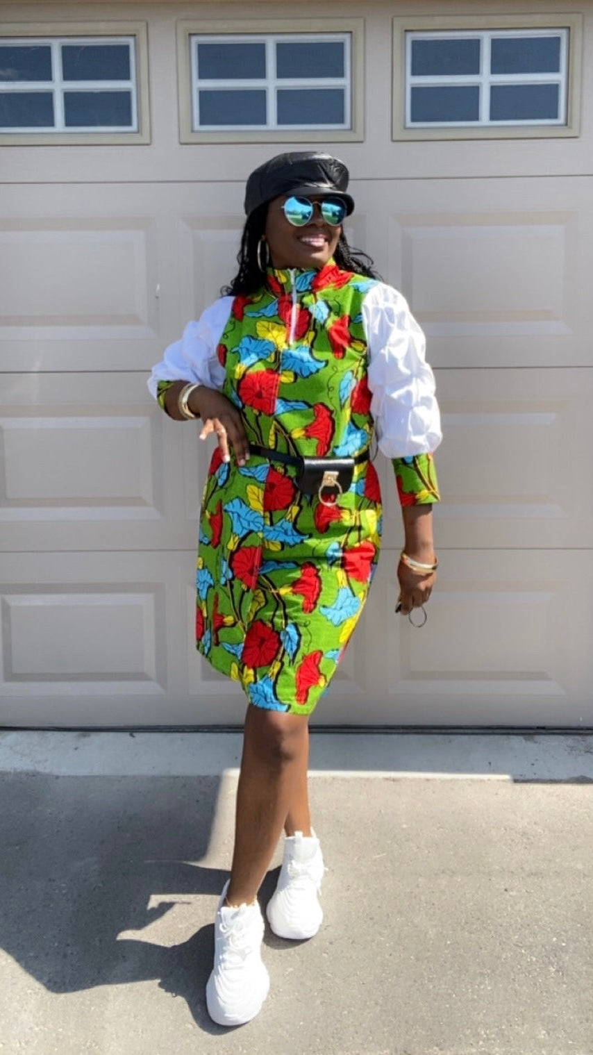 LENA  MI LONG SLEEVE MIDI DRESS