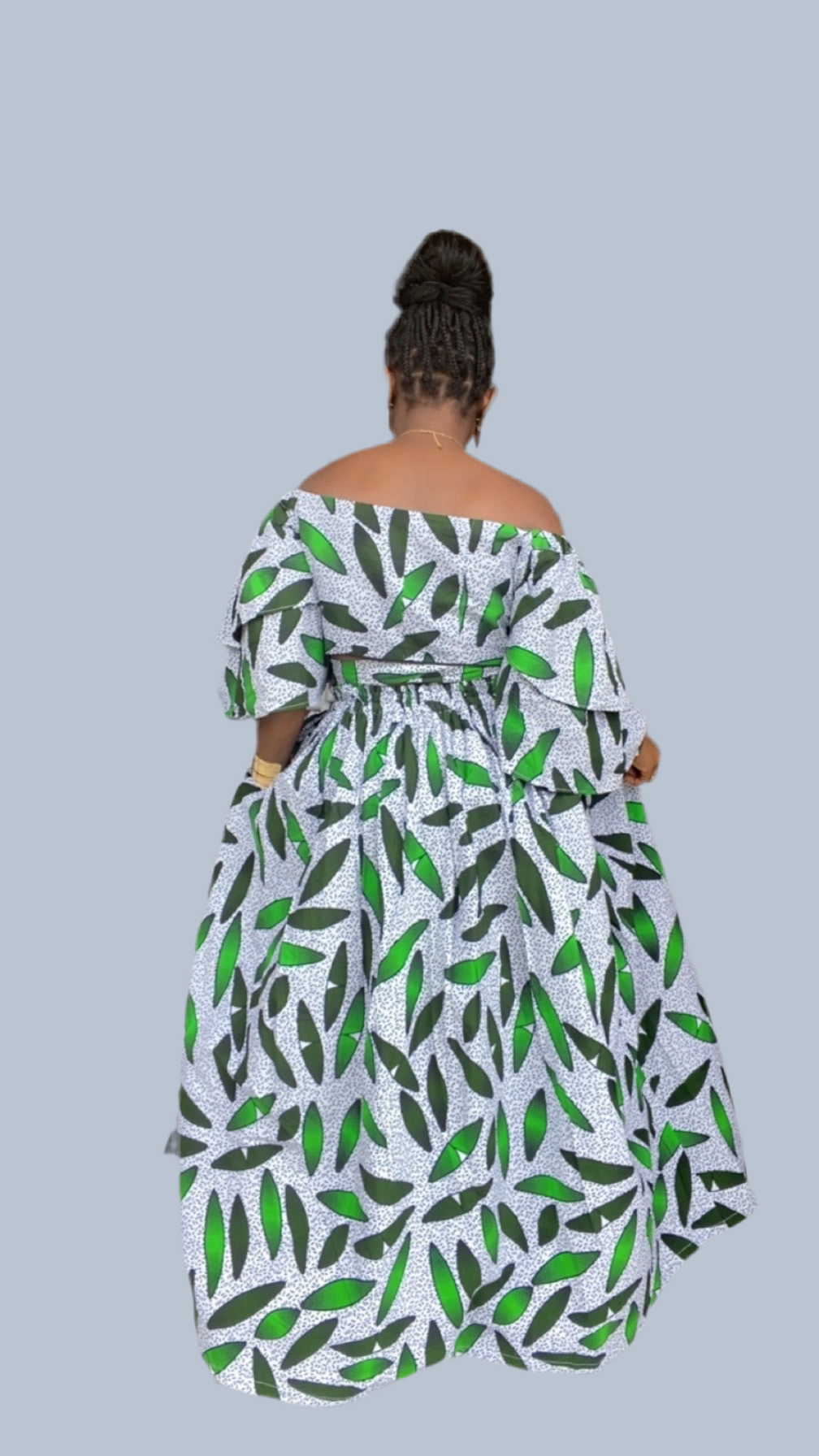 ECOSS GREEN AND WHITE MAXI SKIRT SET