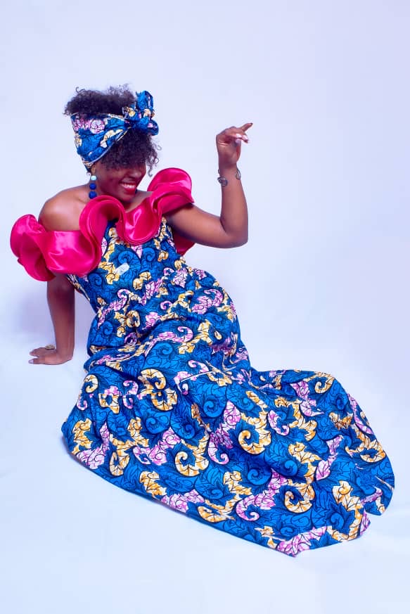 pink and blue african dress Hydrangea Sleeveless Dress XXS