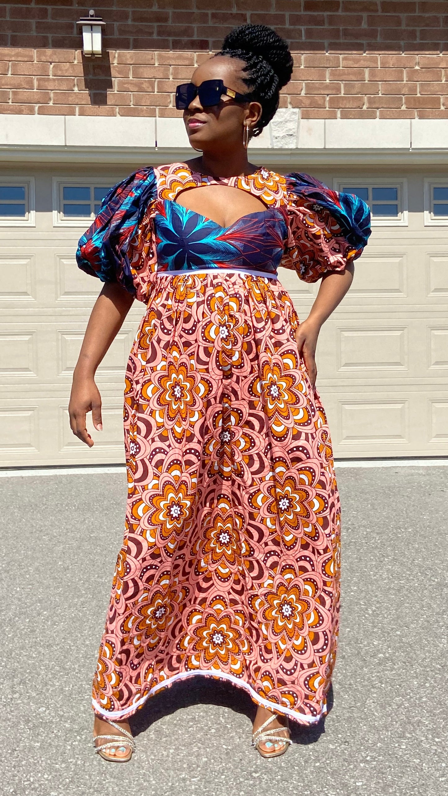 LILA AFRICAN MAXI LONG BROWN DRESS