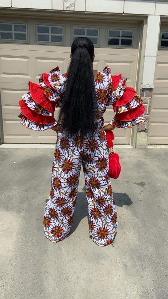 ABENA WHITE AND RED JUMPSUIT