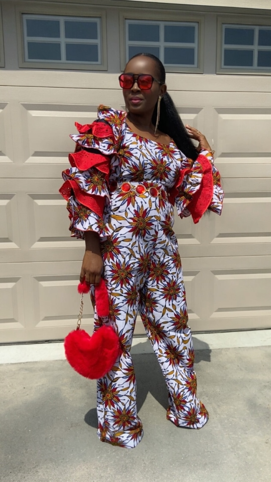 ABENA WHITE AND RED JUMPSUIT