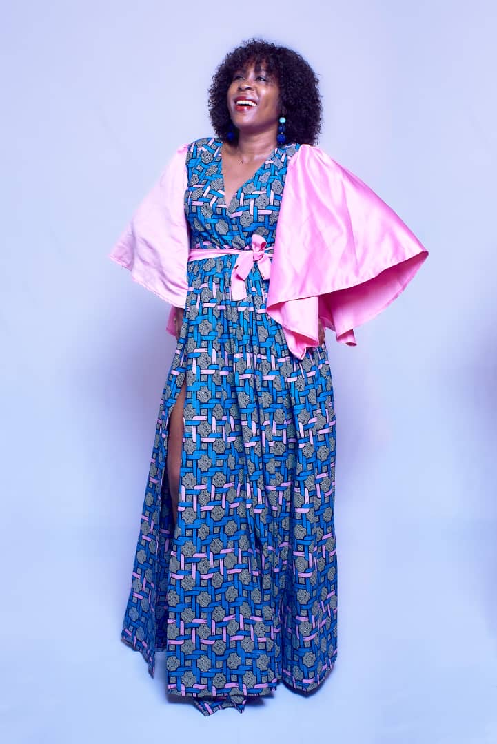 ANGELA BLUE WRAP MAXI DRESS