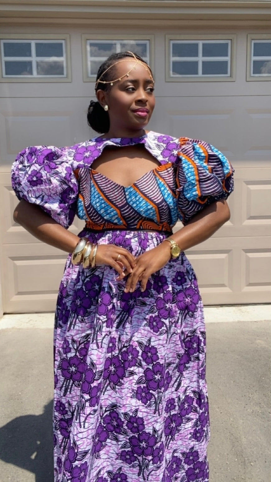 Purple African Print Maxi Dress – Ankara Puff Sleeve Dress Purple African Print Maxi Dress – Ankara Puff Sleeve Dress
