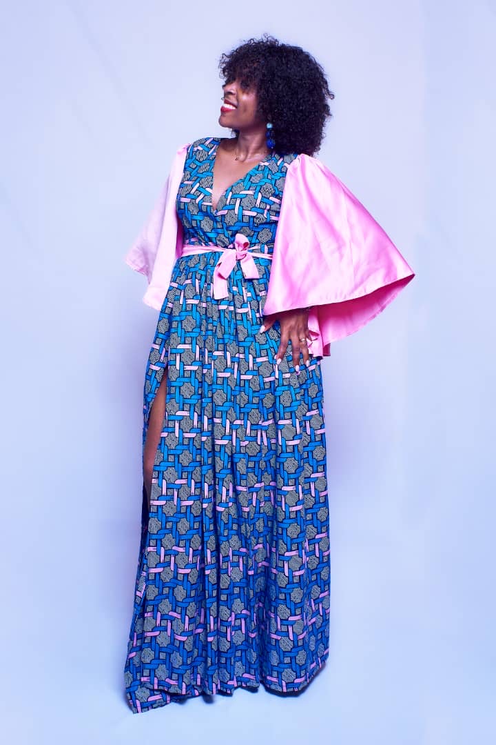 ANGELA BLUE WRAP MAXI DRESS