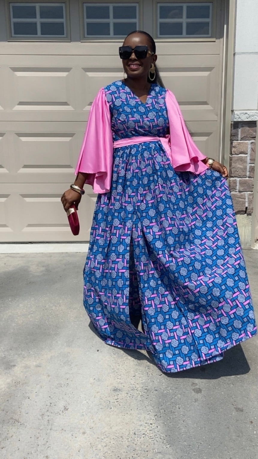 ANGELA BLUE WRAP MAXI DRESS