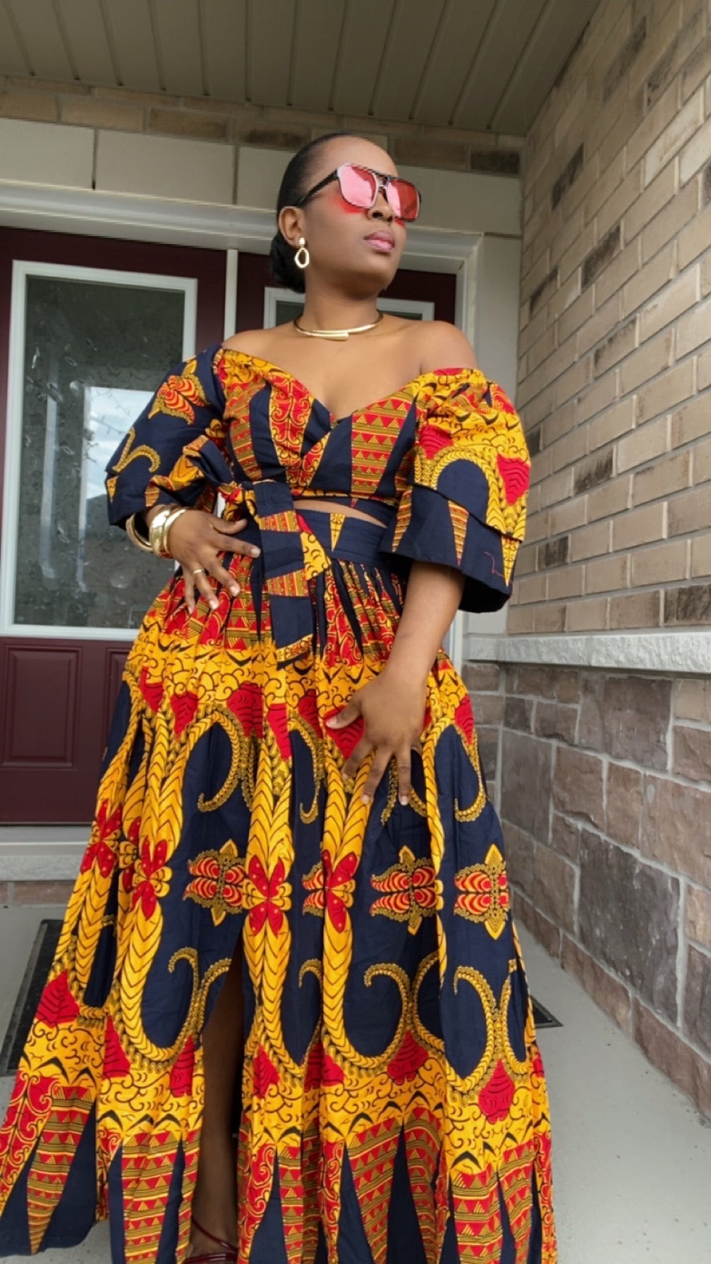 blue and yellow african dresses Blue Mustard Yellow African Ankara Print Plus Size Clothing Party Dres Africanclothinghub