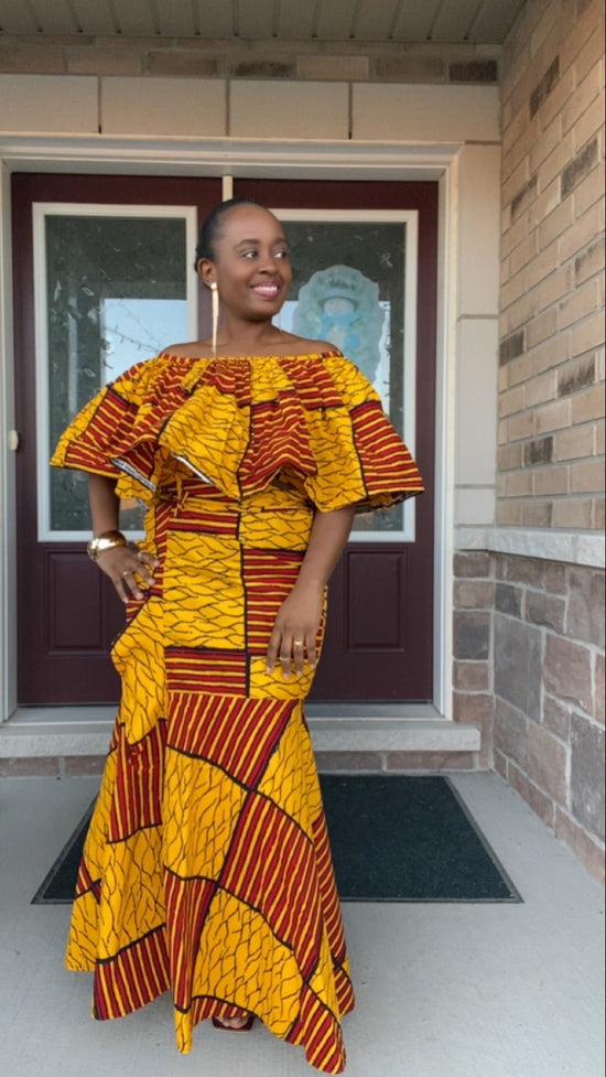 SUNNY RED AND YELLOW WRAP SKIRT SET