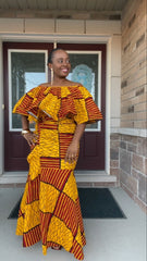 SUNNY RED AND YELLOW WRAP SKIRT SET