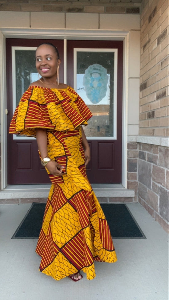 SUNNY RED AND YELLOW WRAP SKIRT SET