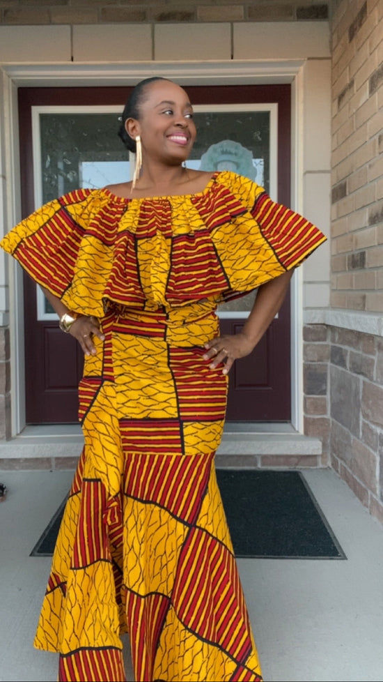 SUNNY RED AND YELLOW WRAP SKIRT SET