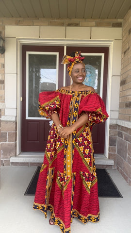LUNA ORANGE  MAXI DRESS WITH HEADWRAP