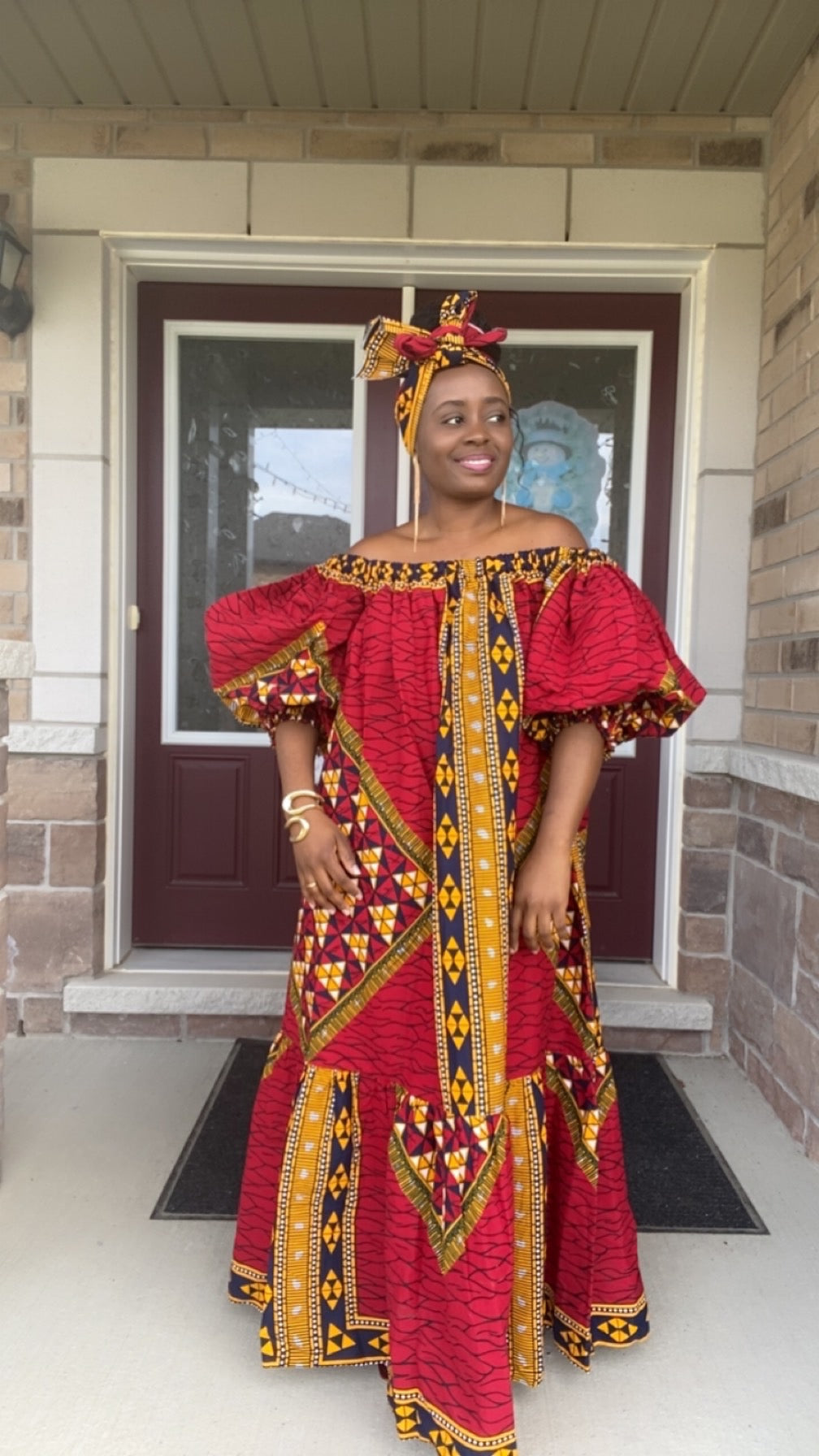LUNA ORANGE  MAXI DRESS WITH HEADWRAP