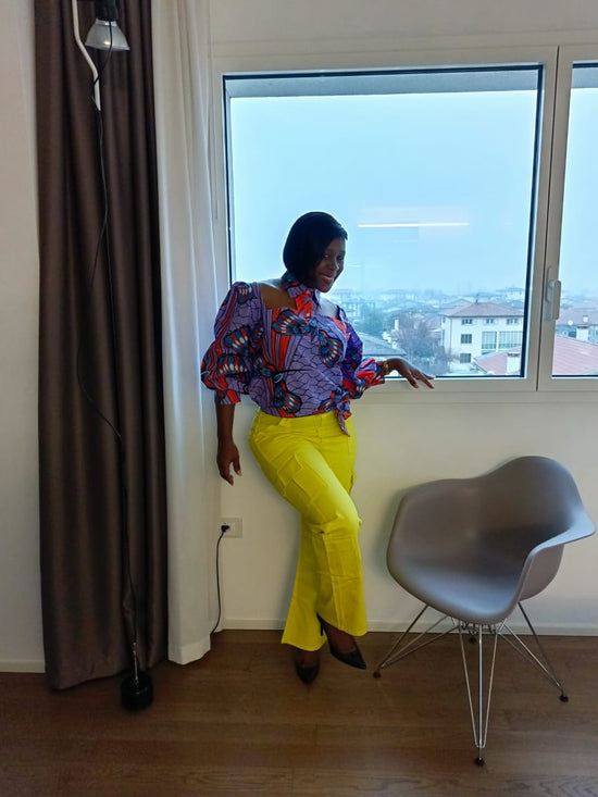 TWIST BOUFFANT PURPLE AFRICAN PRINT TOP