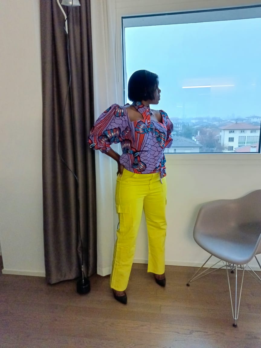 Zao Purple Bibi Top - Vibrant African Print Peplum Blouse