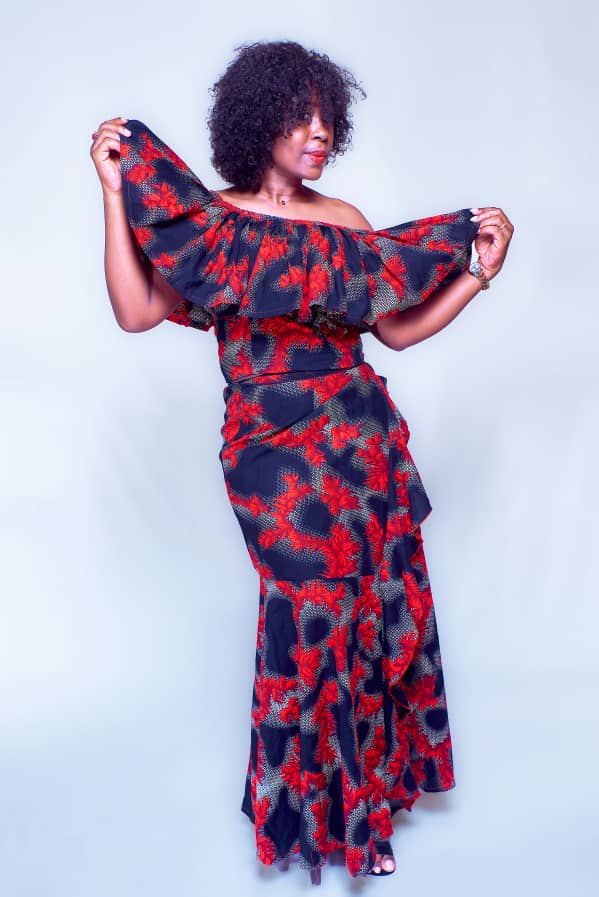 SUNNY RED AND BLACK WRAP SKIRT SET