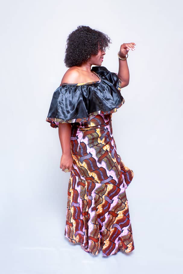 SUNNY PINK AND BLACK AFRICAN PRINT WRAP MAXI SKIRT SET