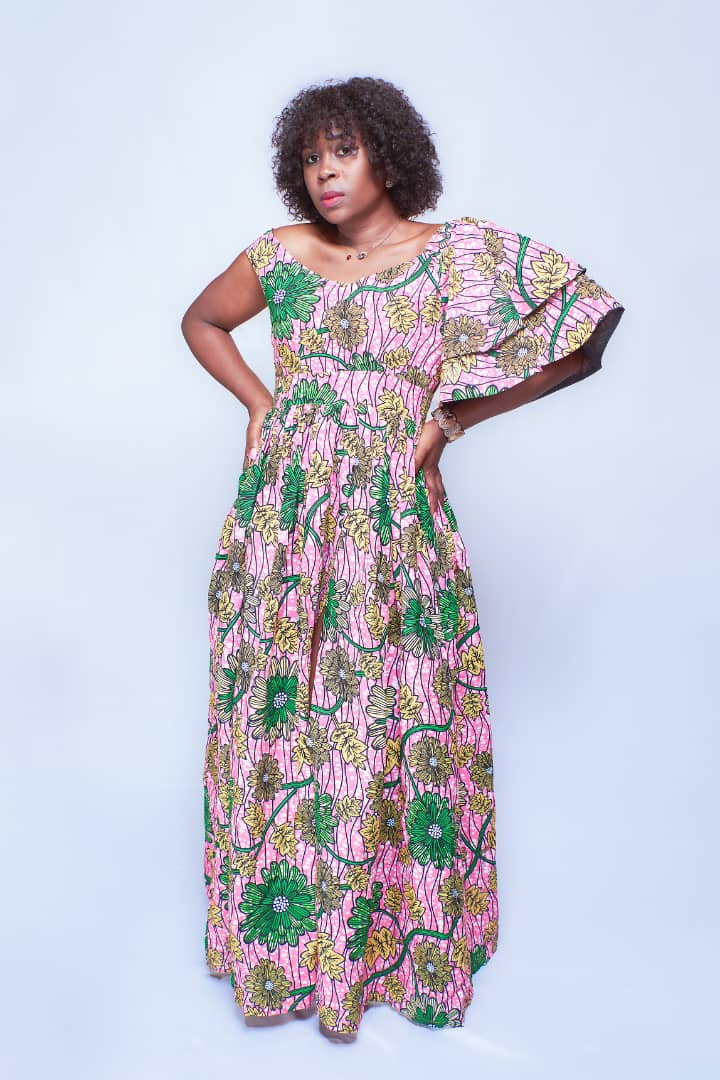 EVA PINK AFRICAN PRINT MAXI DRESS