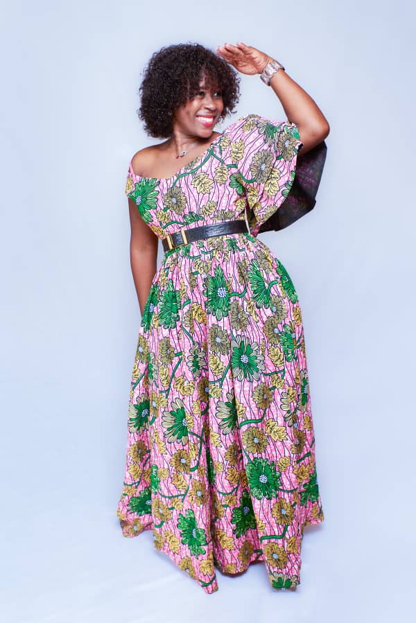 EVA PINK AFRICAN PRINT MAXI DRESS