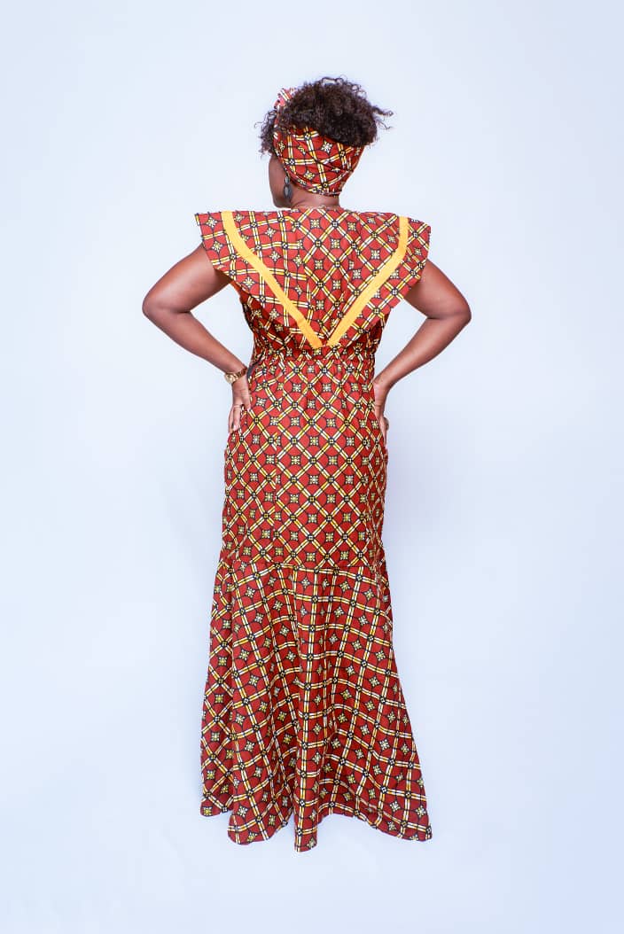 MYLA MULTICOLORED MAXI DRESS  WITH HEADWRAP