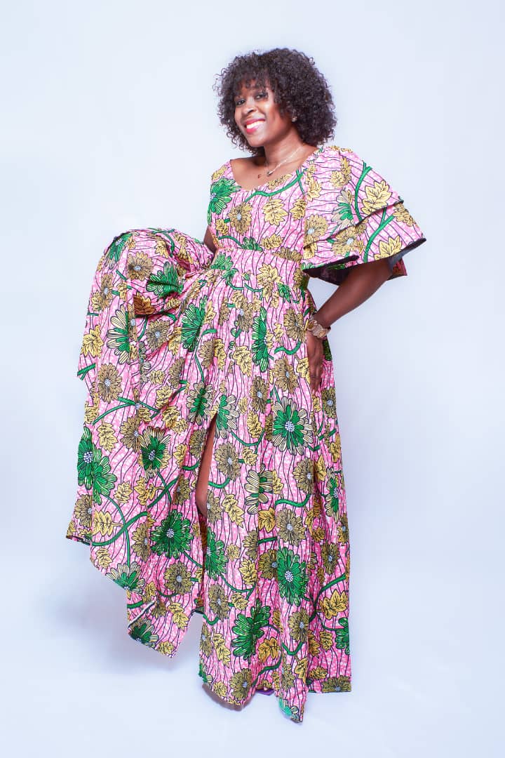 EVA PINK AFRICAN PRINT MAXI DRESS