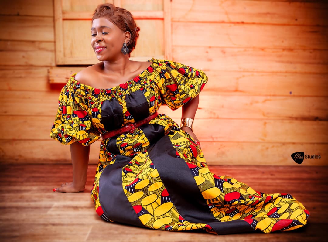 women's african print dresses Helena Yellow & Black African Dress– Flared Ankara Dress
