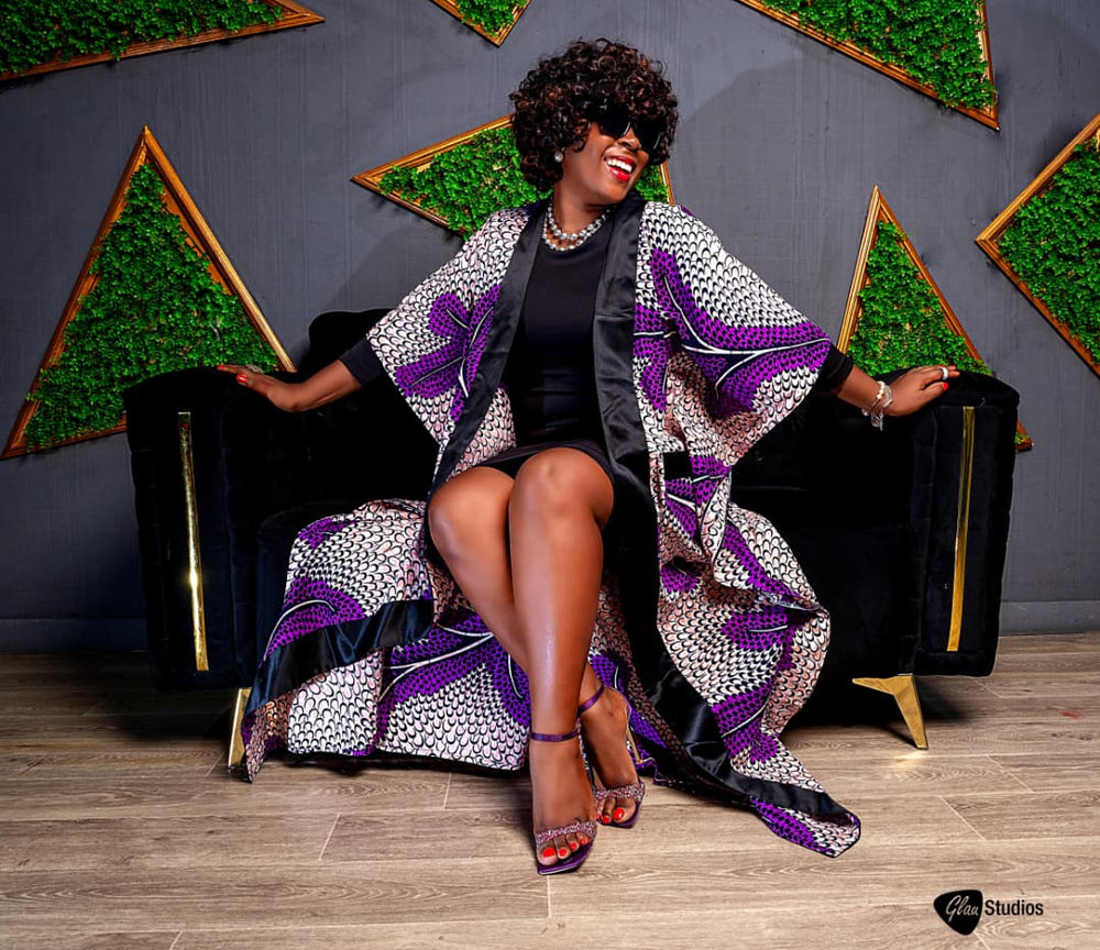 REIZA Purple African Print Cape