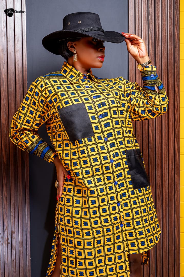 long ankara shirt dress Oversized Ankara Shirt Dress, Long Sleeve African Print Wax Cotton