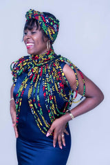 LATIFA AFRICAN NECKLACE WITH HEADWRAP